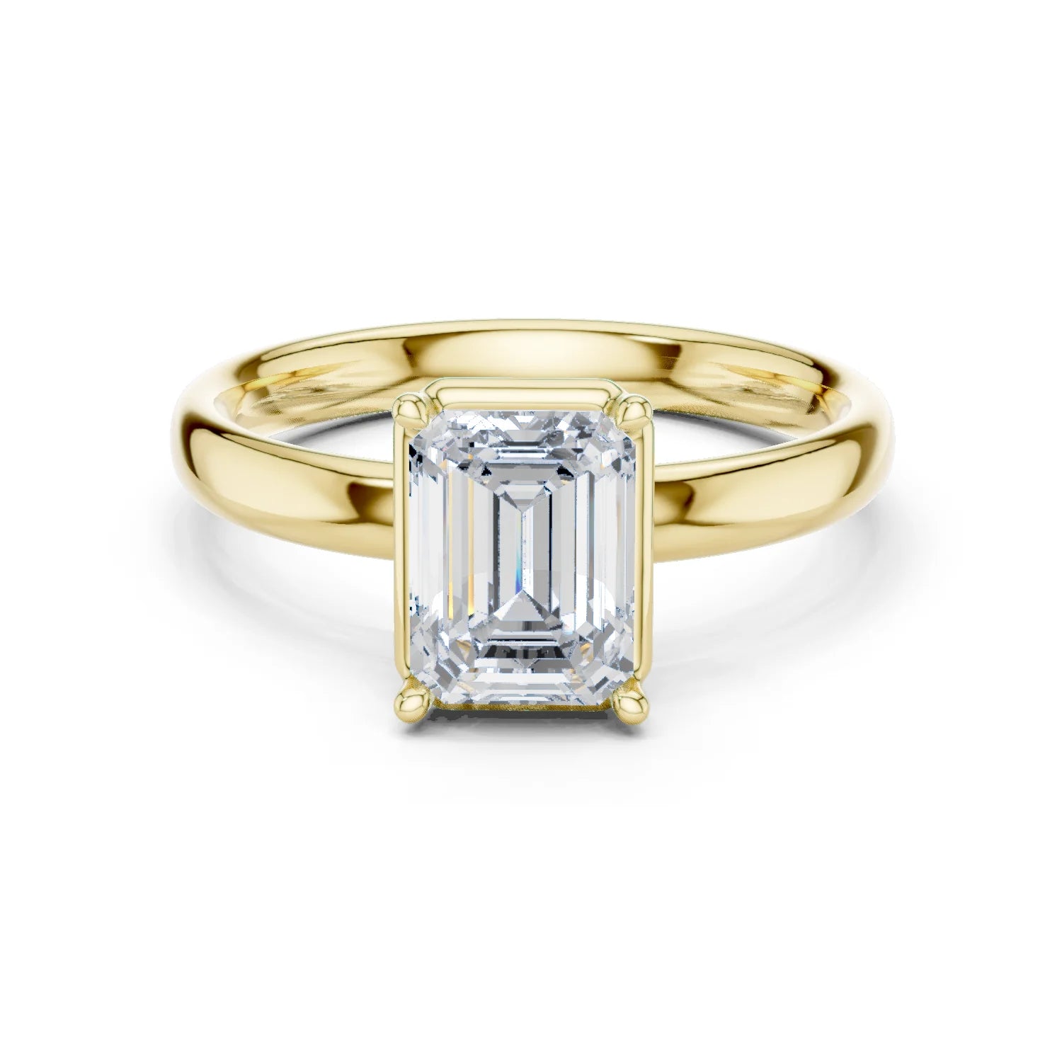 Emerald Diamond Solitaire Engagement Ring