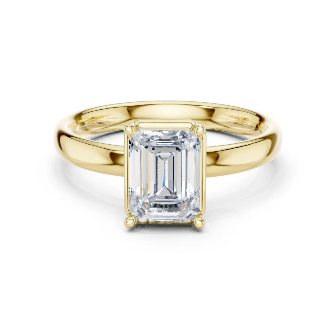 Emerald Diamond Solitaire Engagement Ring