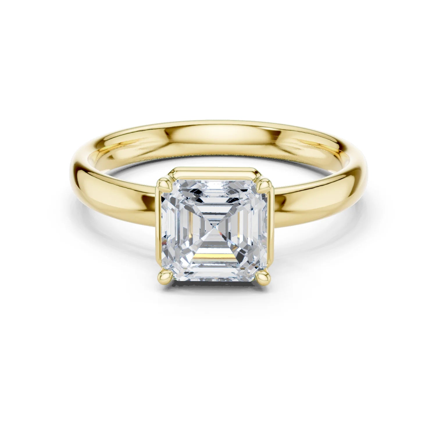 Asscher Diamond Solitaire Engagement Ring