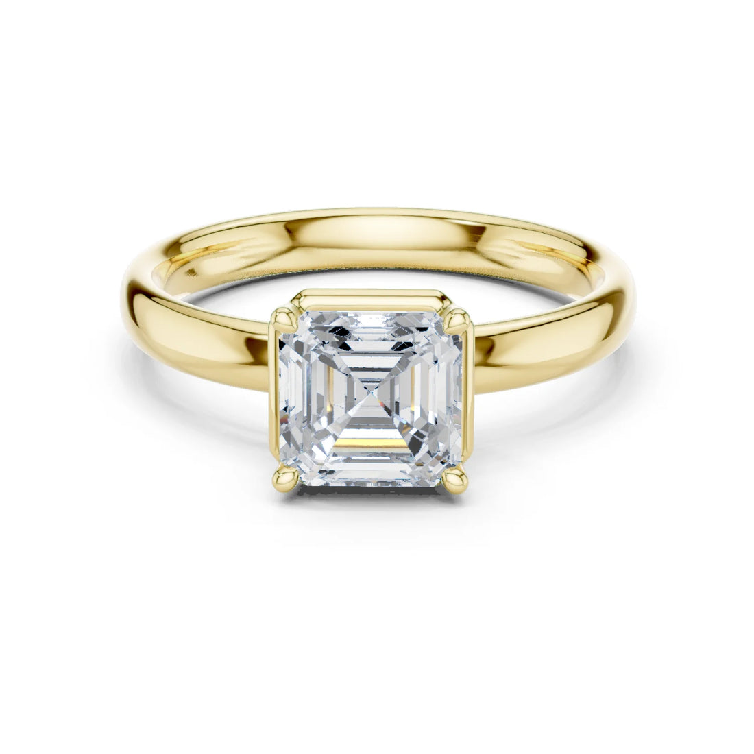 Asscher Diamond Solitaire Engagement Ring