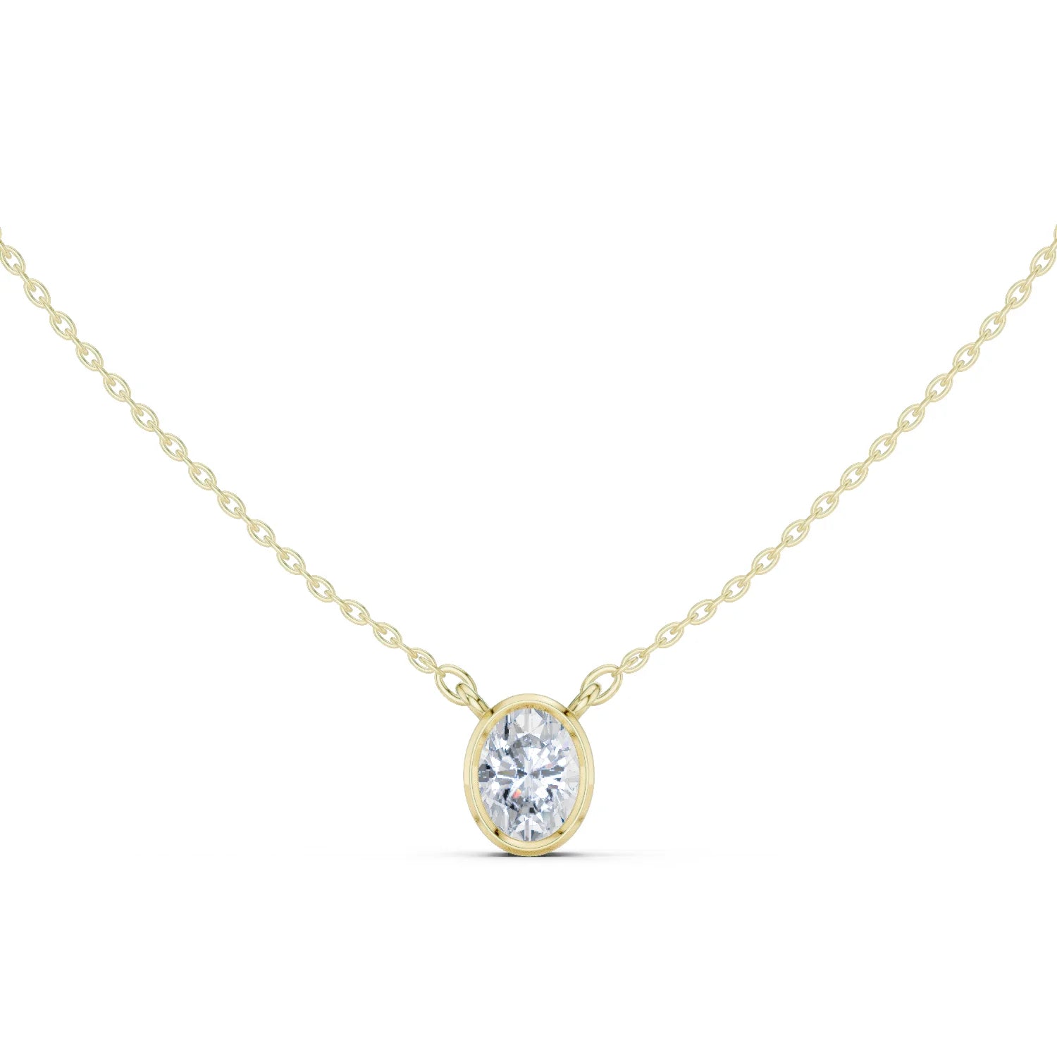 Aureva Oval Bezel Solitaire Diamond Pendant
