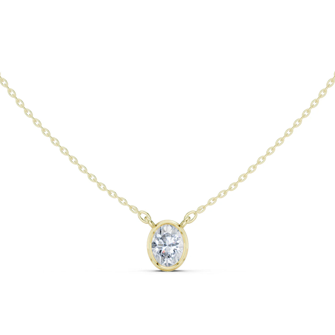 Aureva Oval Bezel Solitaire Diamond Pendant