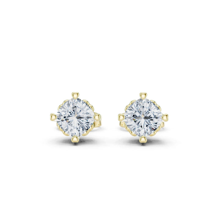 Classic Solitaire Round Diamond Stud Earrings