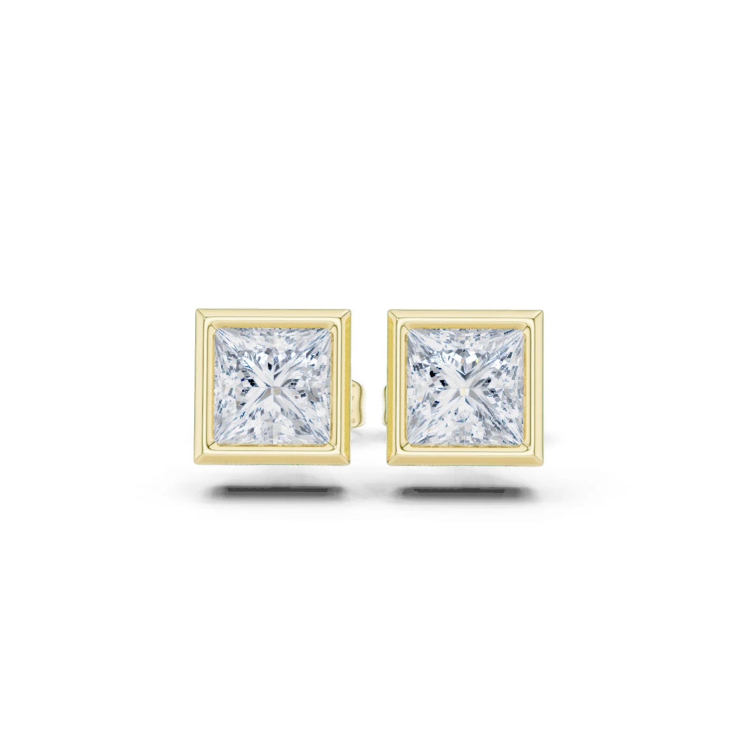 Regalia Princess Bezel Diamond Stud Earrings