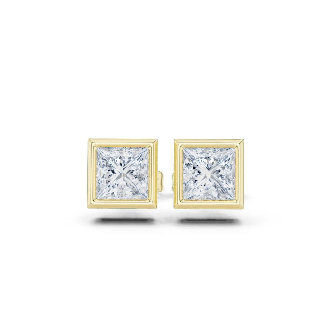 Regalia Princess Bezel Diamond Stud Earrings