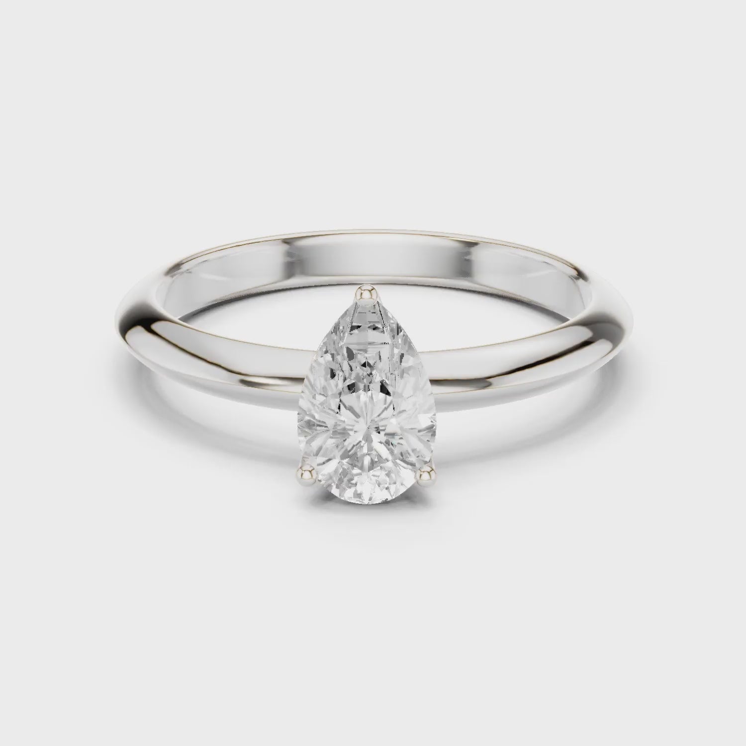 Pear Cut Diamond Solitaire Engagement Ring