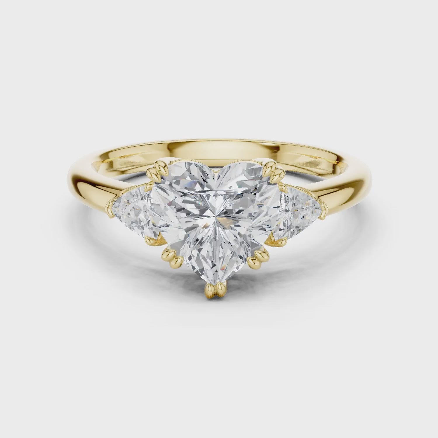 Trillion Side Diamond Heart Shape Engagement Ring