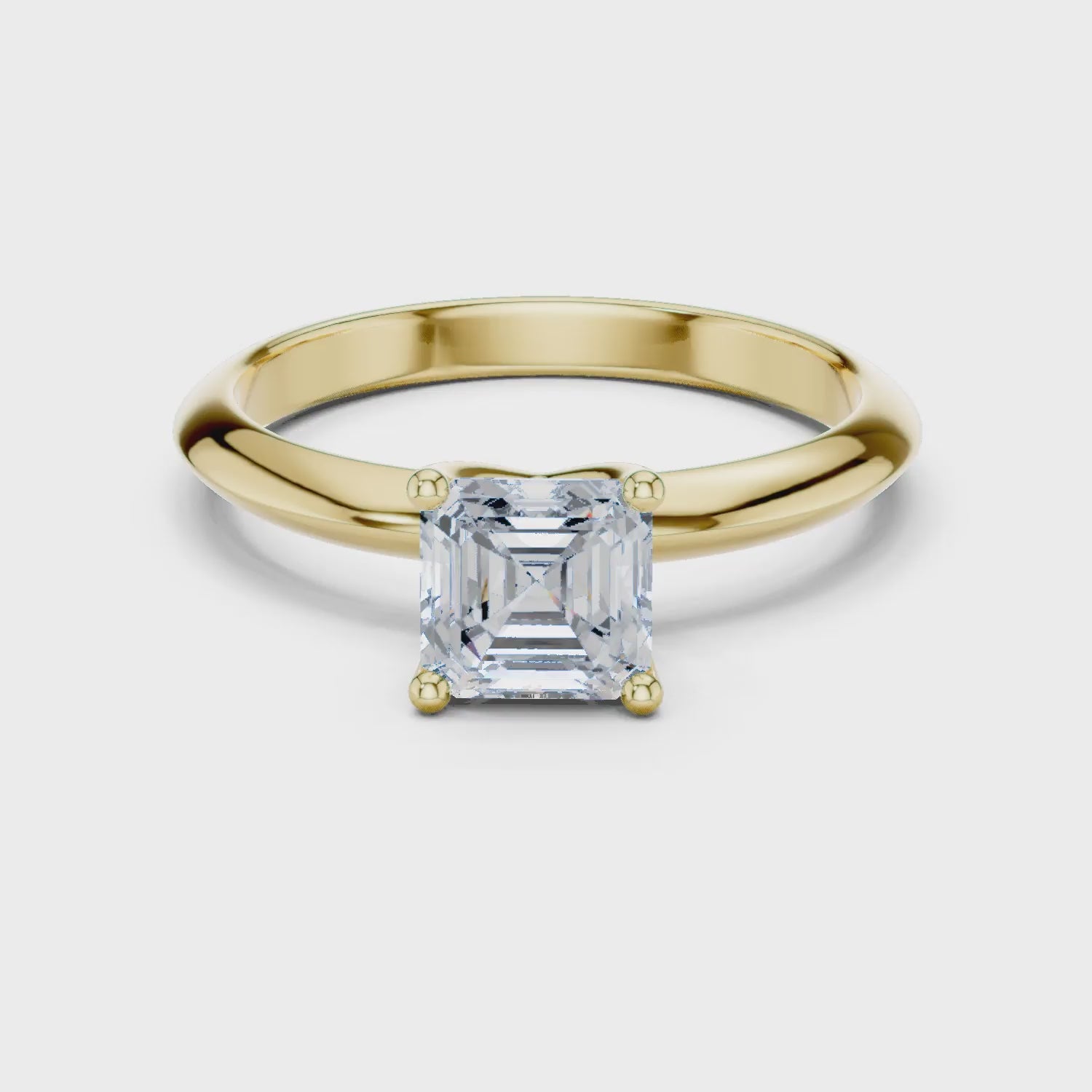 Asscher Cut Diamond Solitaire Engagement Ring