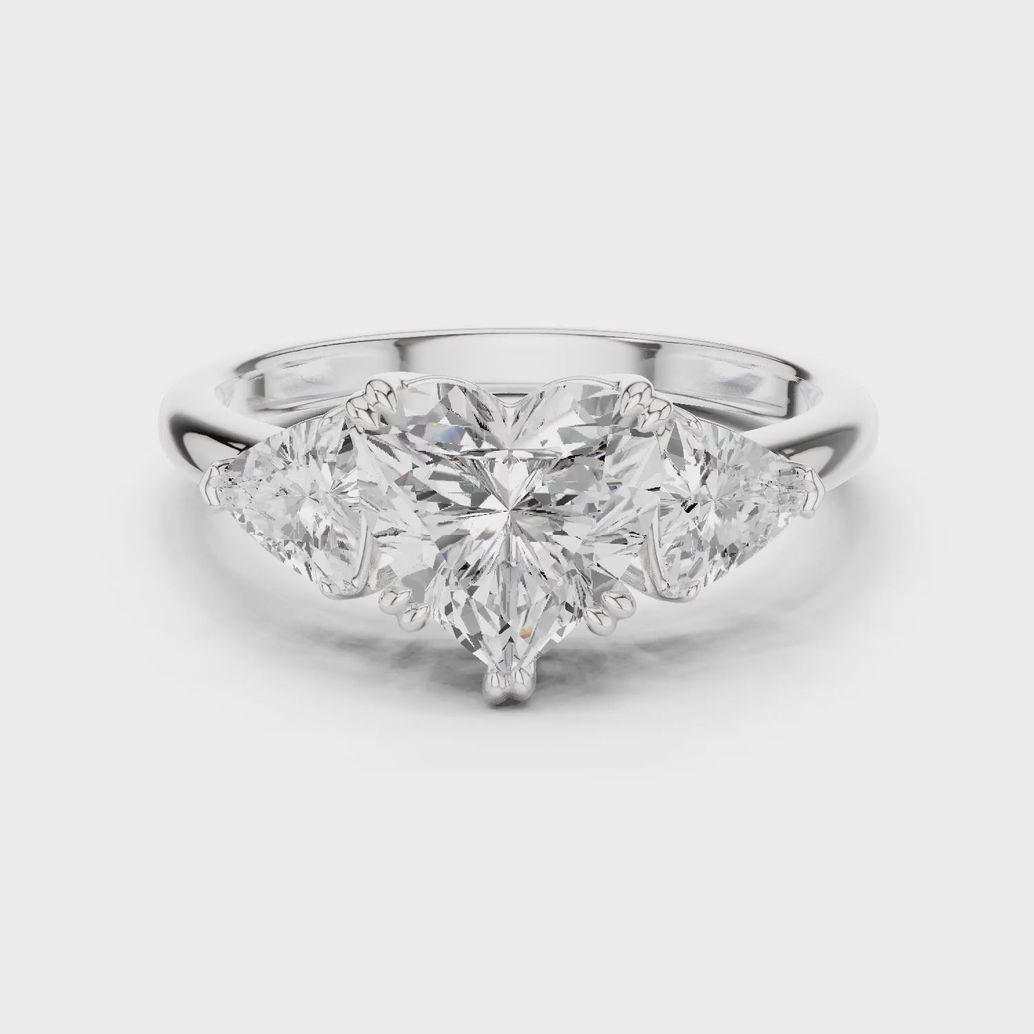 Heart Cut Diamond Three Stone Engagement Ring