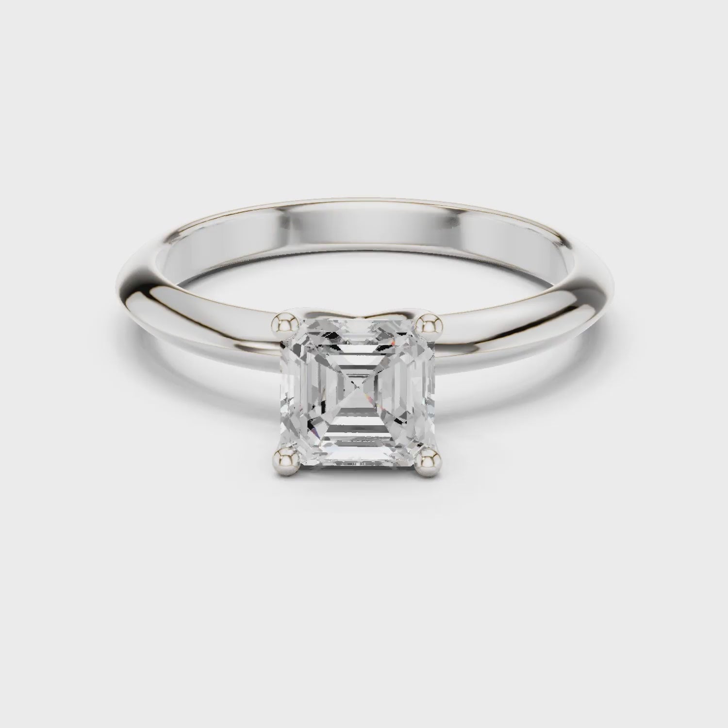 Asscher Cut Diamond Solitaire Engagement Ring