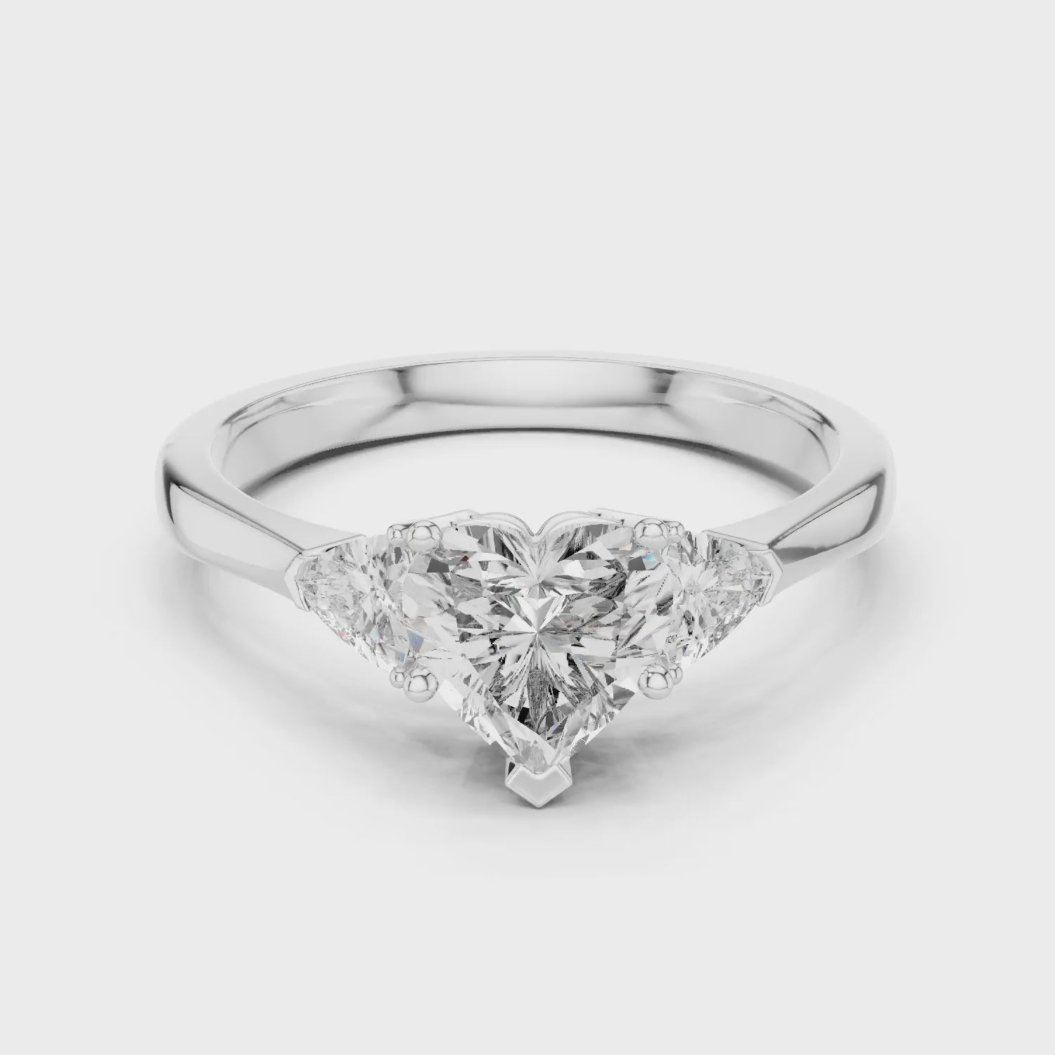 Heart Diamond Three Stone Engagement Ring