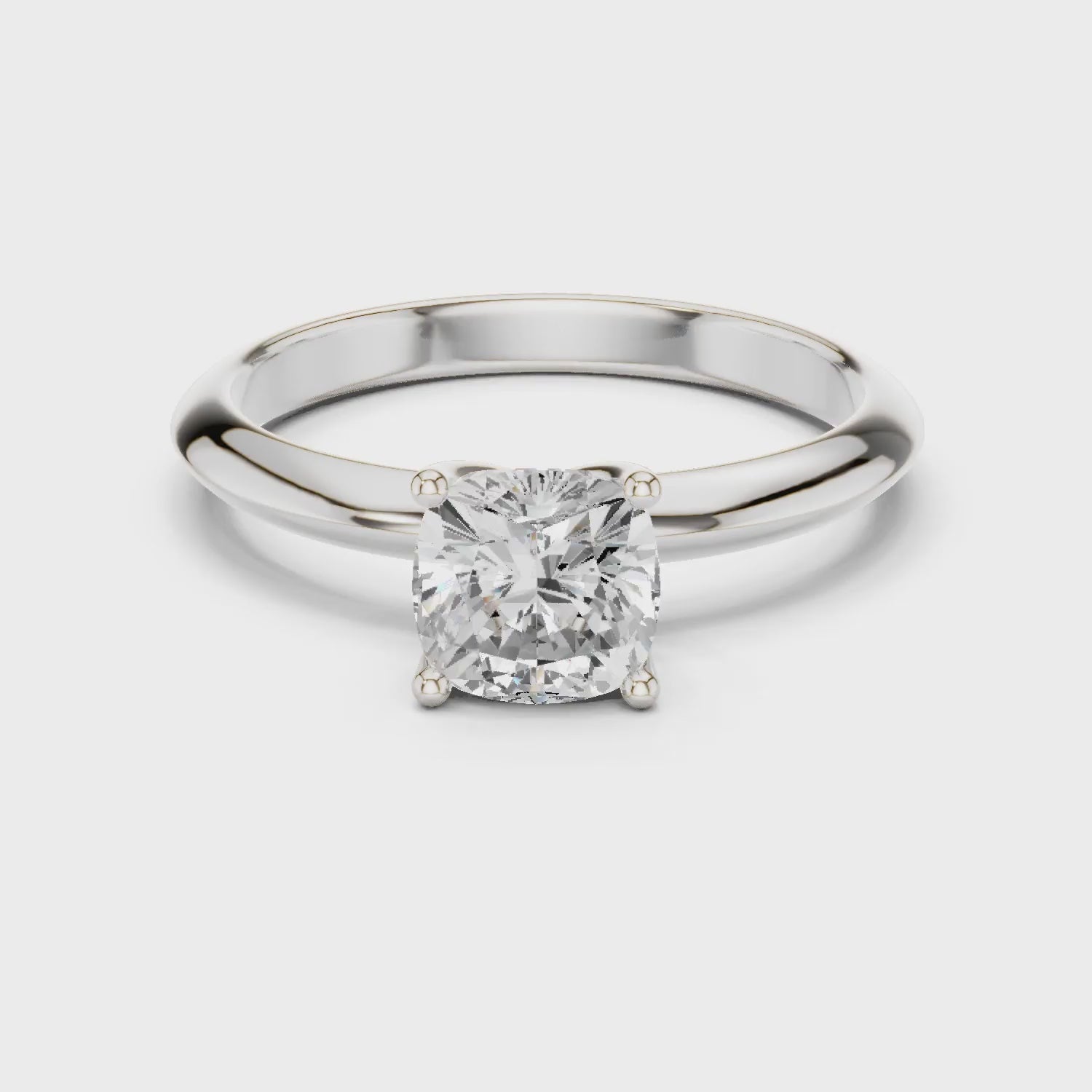Cushion Cut Diamond Solitaire Engagement Ring