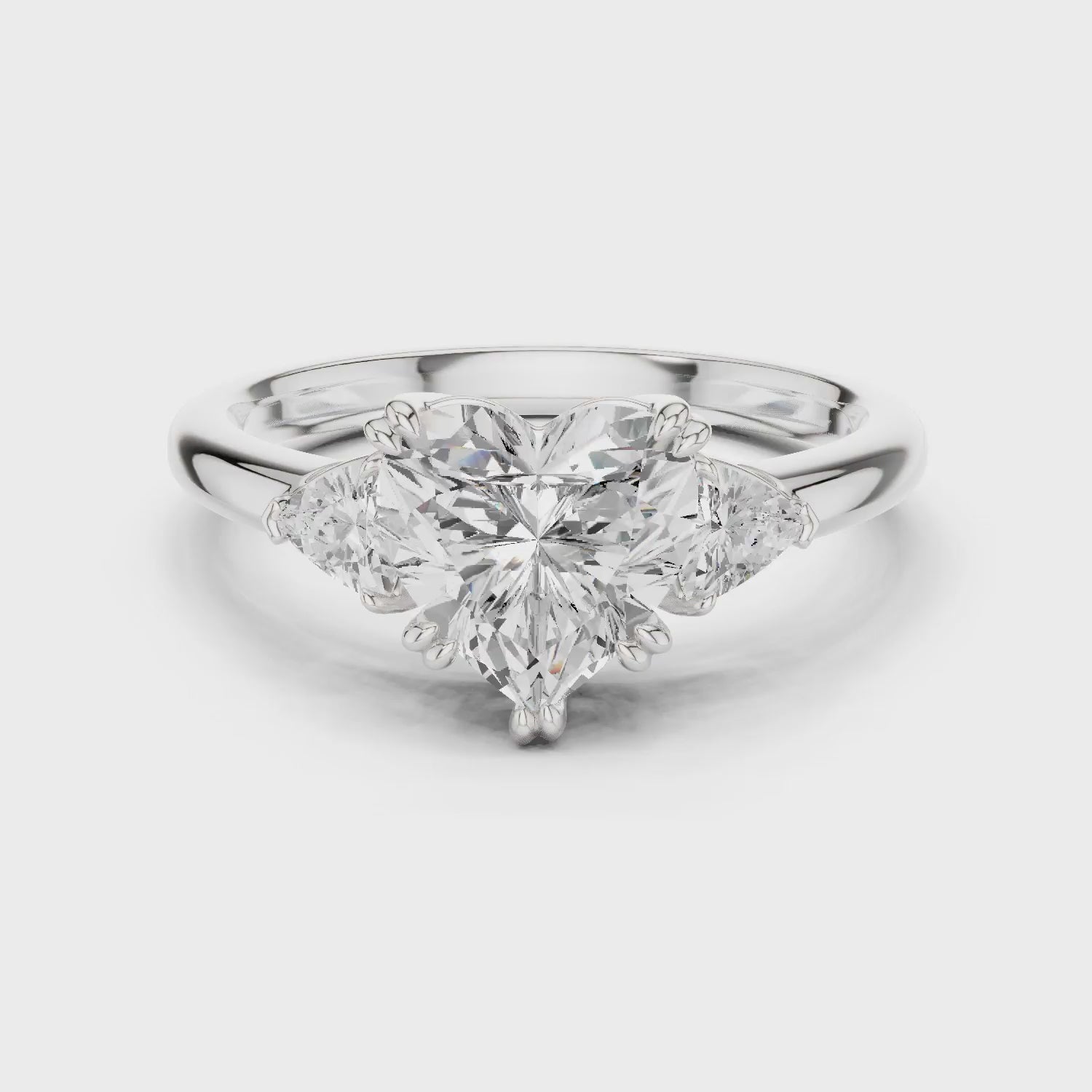 Trillion Side Diamond Heart Shape Engagement Ring