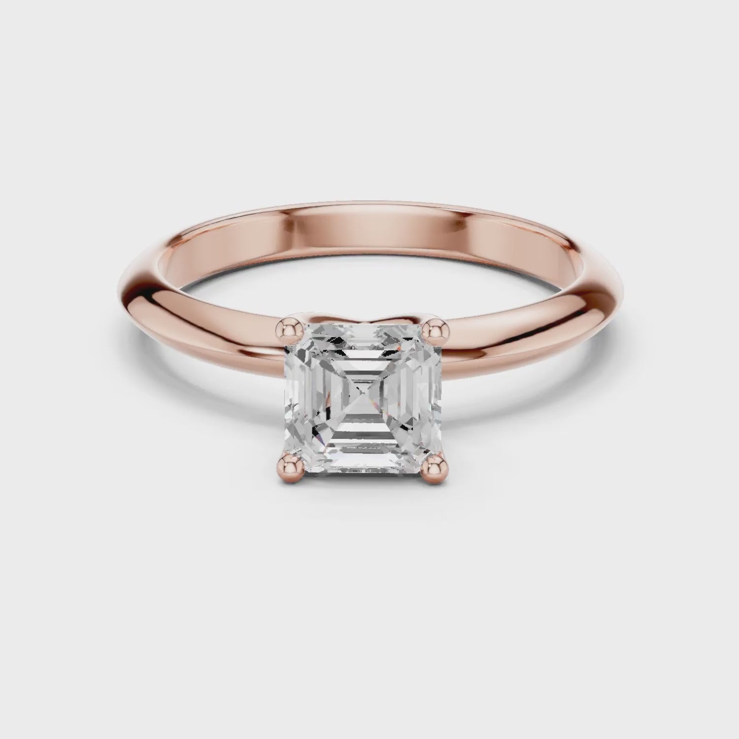 Asscher Cut Diamond Solitaire Engagement Ring